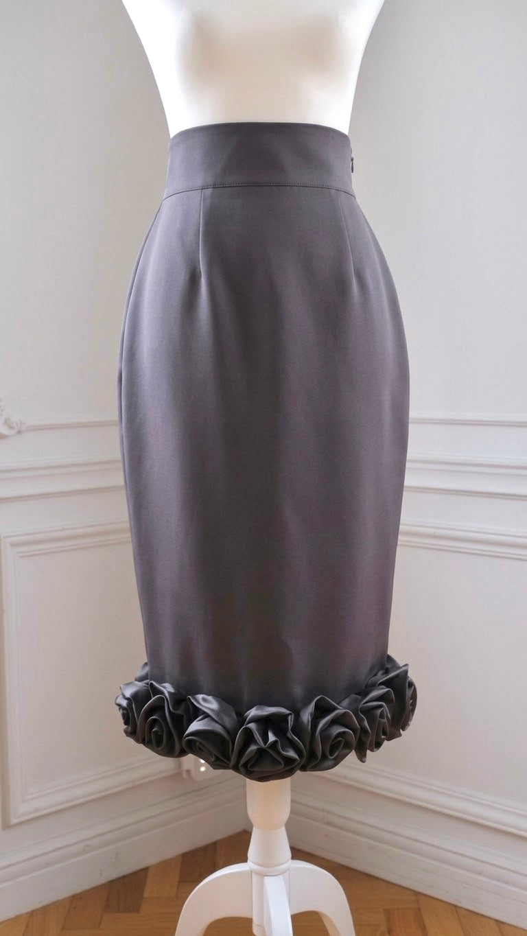 Blooming Rose Pencil Skirt