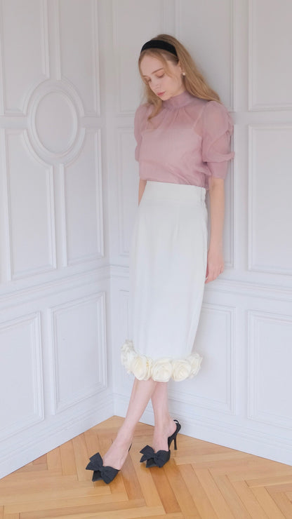 Blooming Rose Pencil Skirt