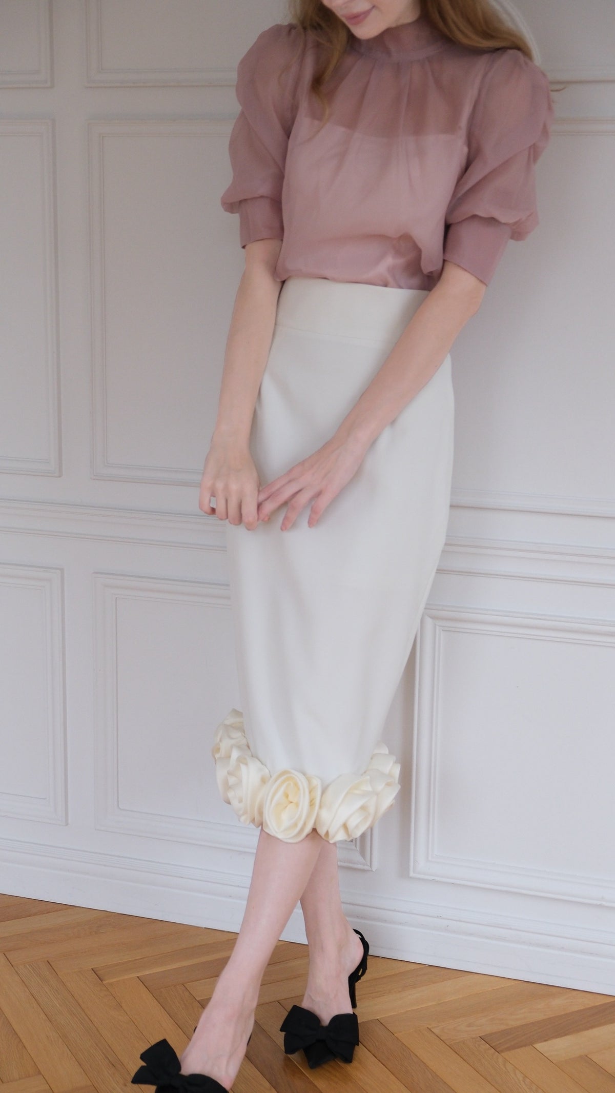 Blooming Rose Pencil Skirt