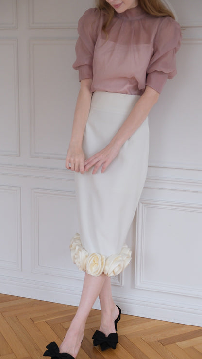 Blooming Rose Pencil Skirt