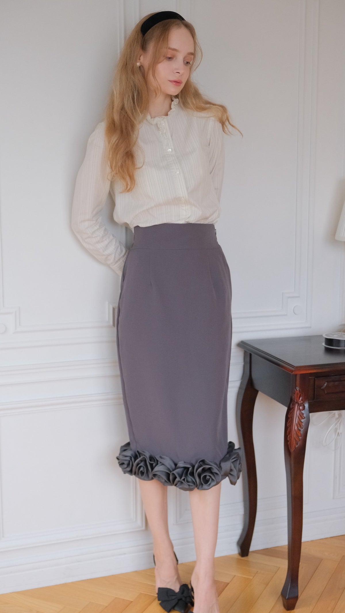 Blooming Rose Pencil Skirt