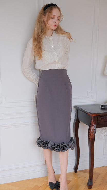 Blooming Rose Pencil Skirt