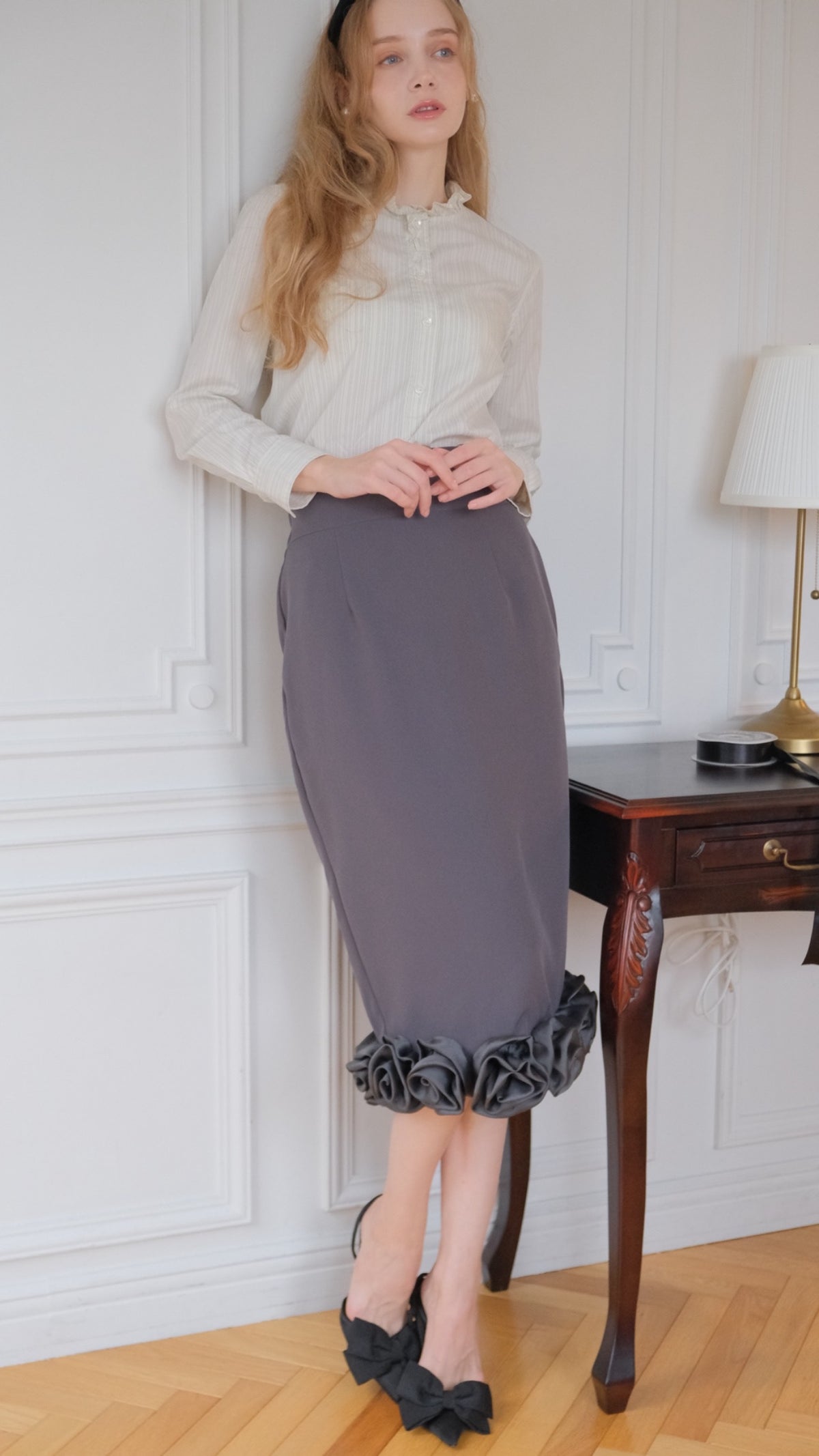 Blooming Rose Pencil Skirt